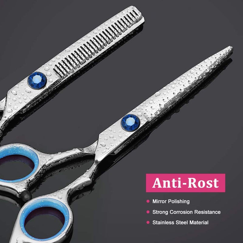 Sirabe 11 PCS Hair Cutting Thinning Scissors Set, Sapphire Professional Haircut Scissors Kit Stainless Steel Barber Texturizing Shears Tools for Salon Hairdressing Home - Image 5